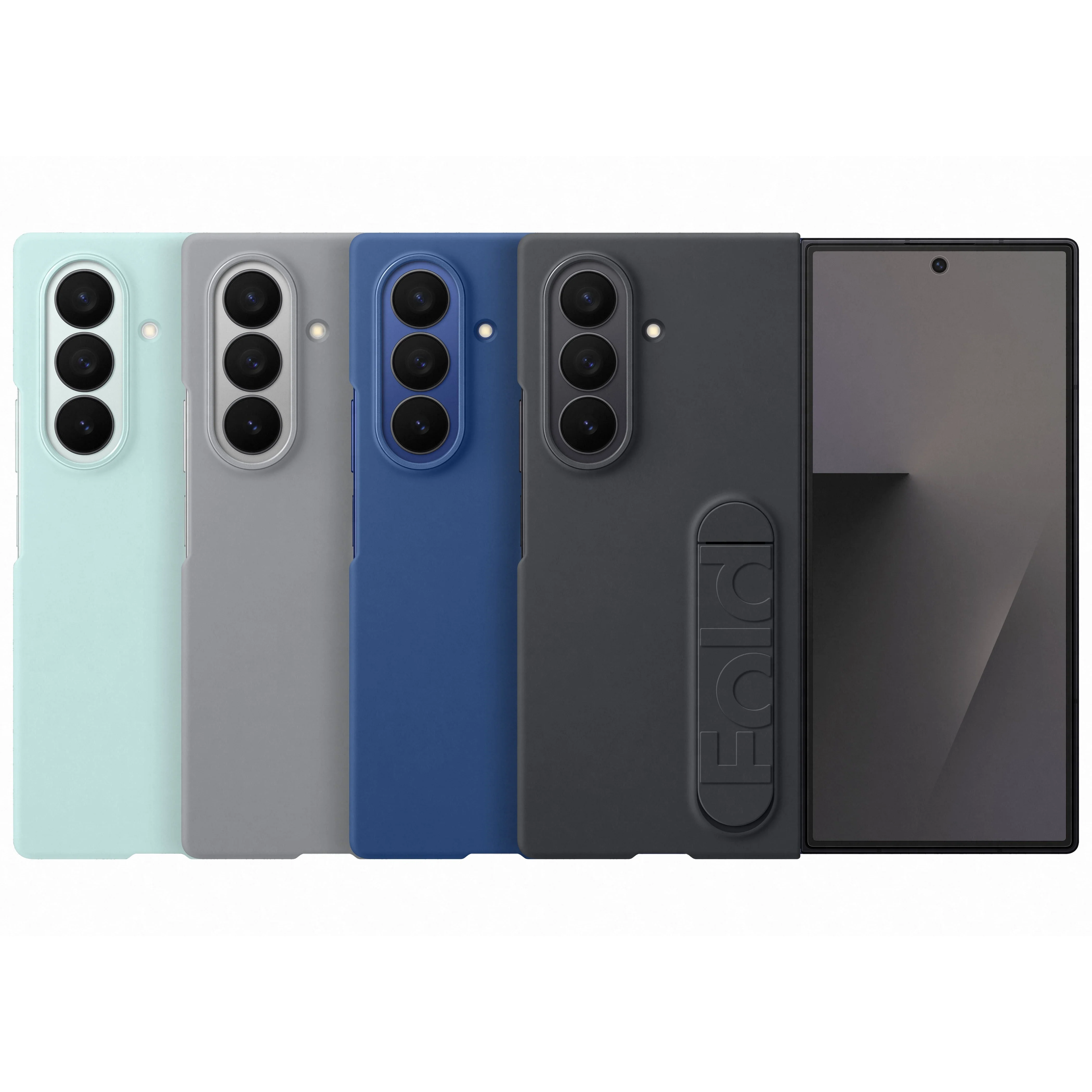 Samsung Galaxy Z Fold7 Silicone Grip Case with Stand, Gray - Image 2