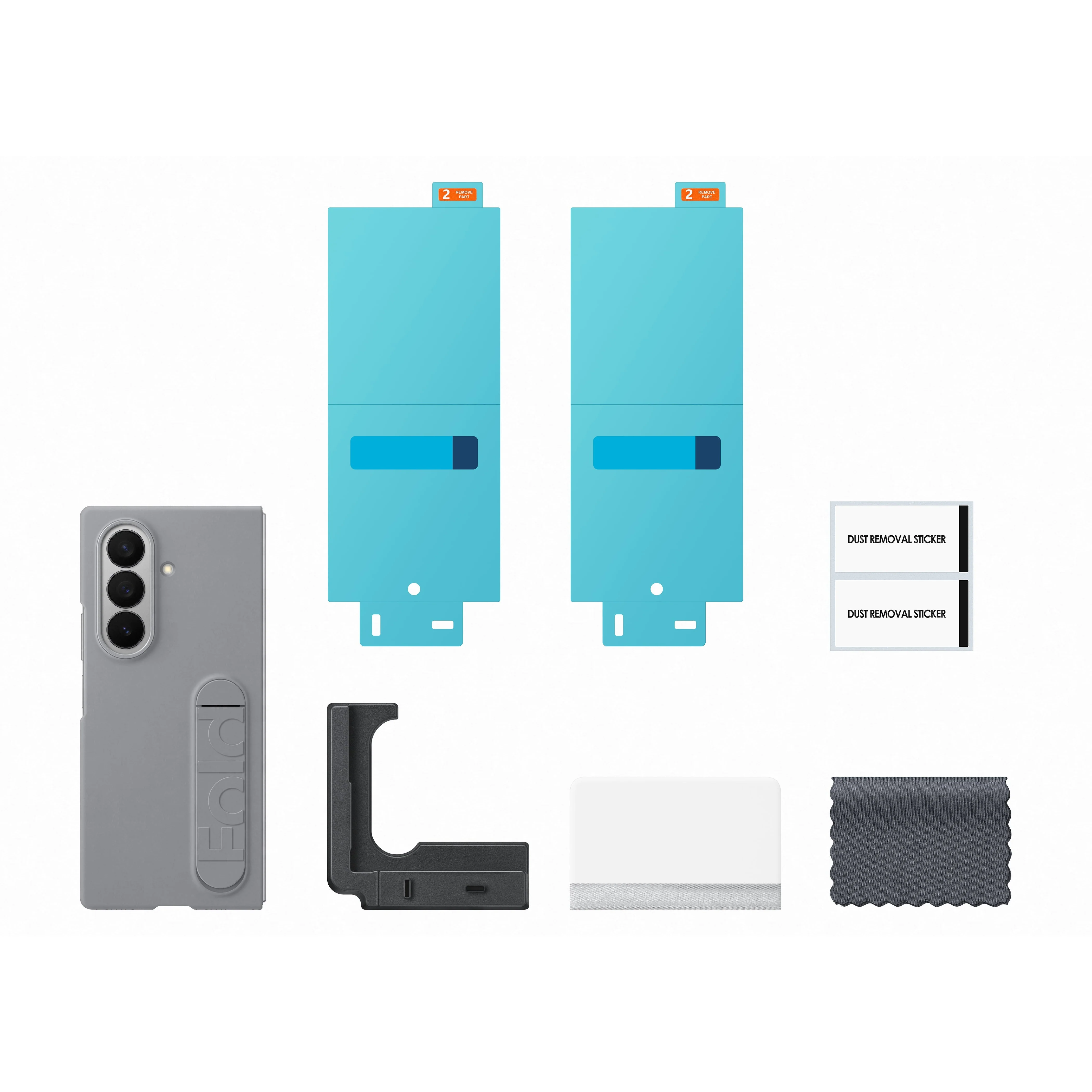 Samsung Galaxy Z Fold7 Silicone Grip Case with Stand, Gray - Image 3