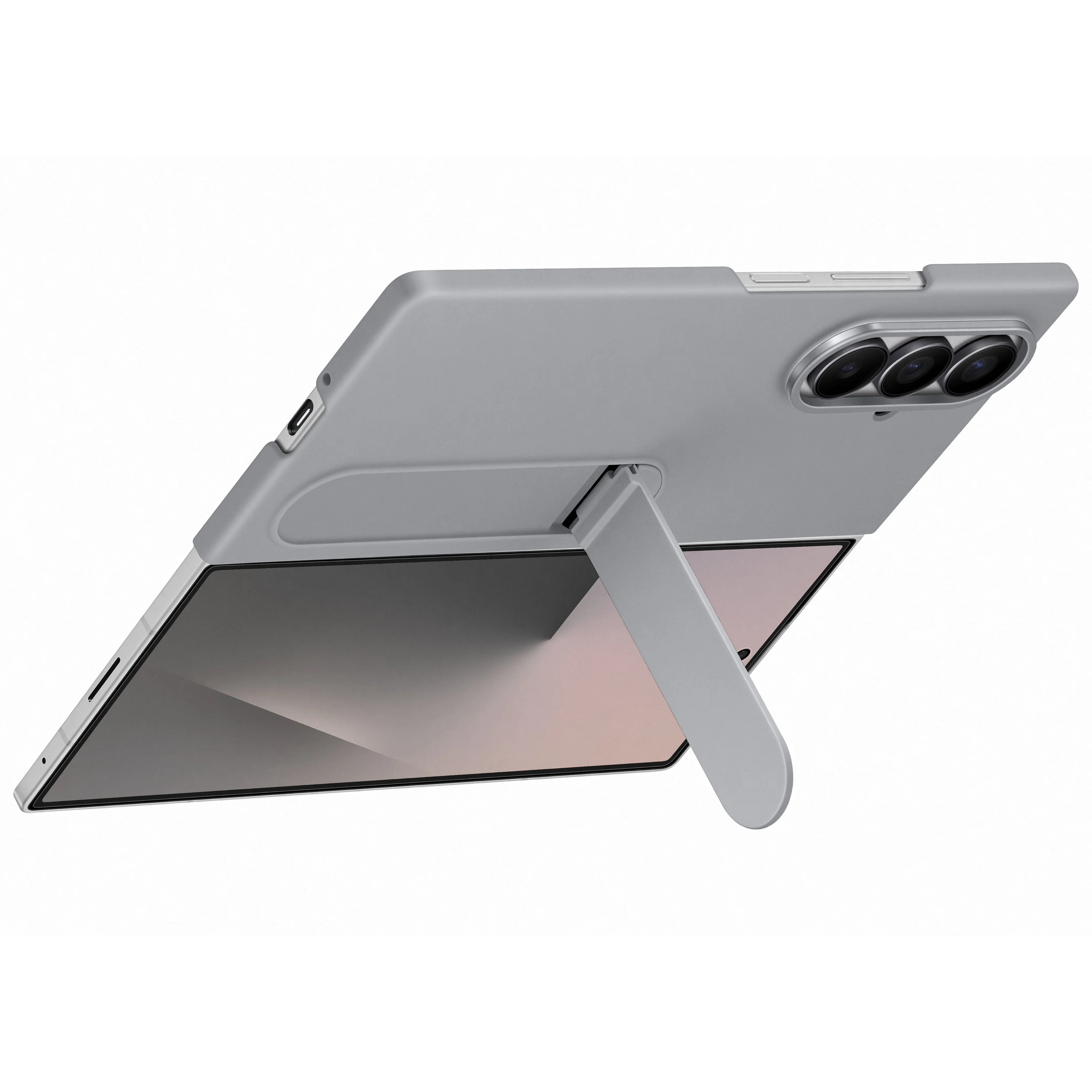 Samsung Galaxy Z Fold7 Silicone Grip Case with Stand, Gray - Image 4