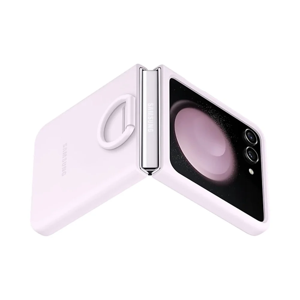 Samsung Silicone Case with Ring for Galaxy Z Flip5 Lavender - Image 4