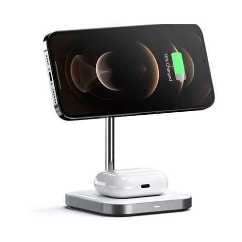 Satechi 2-In-1 Magnetic Wireless Charging Stand White - Image 5
