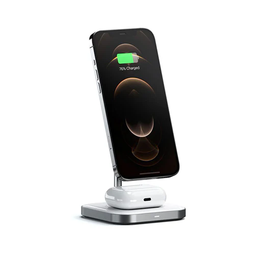 Satechi 2-In-1 Magnetic Wireless Charging Stand White - Image 6