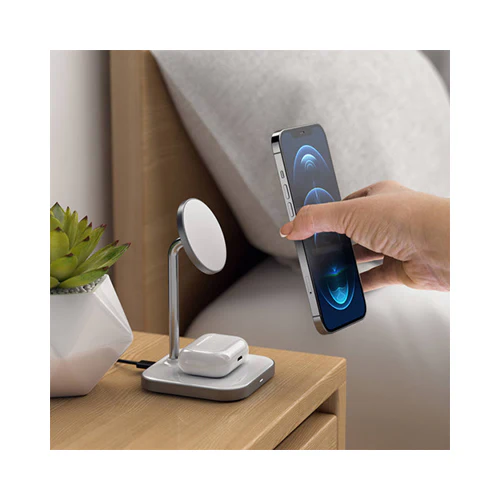 Satechi 2-In-1 Magnetic Wireless Charging Stand White - Image 7