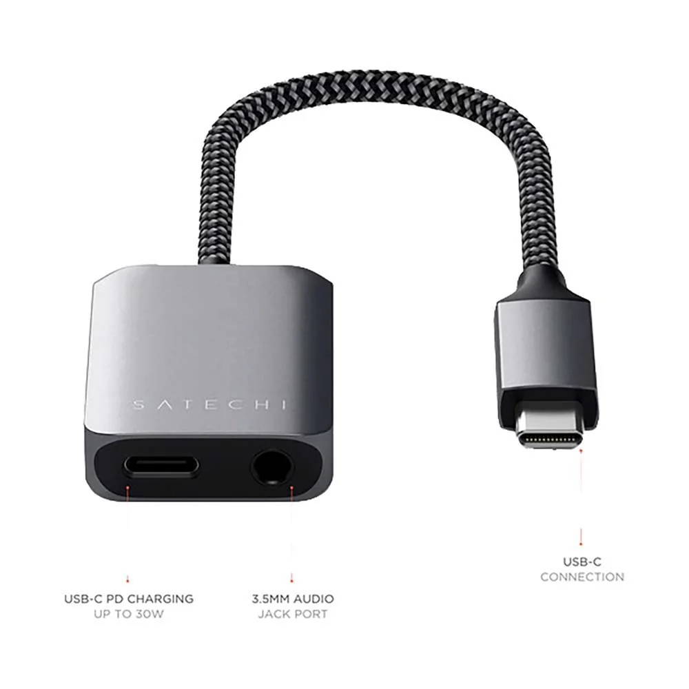 Satechi USB-C to Audio and Power Adapter Grey - Image 3