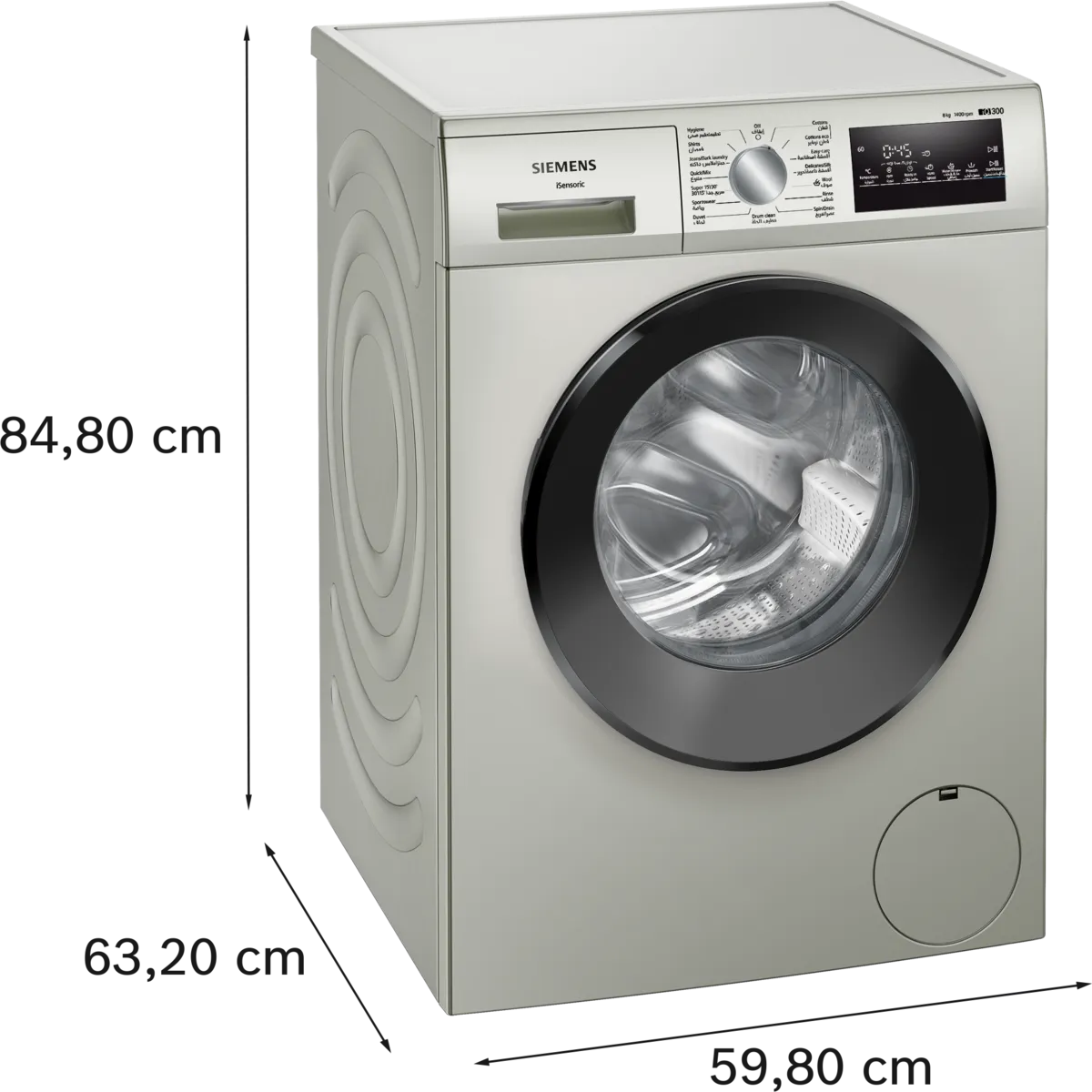 Siemens iQ300 Front Load Washing Machine, 8KG, 1400 RPM, Silver, WM14U28XGC - Image 4