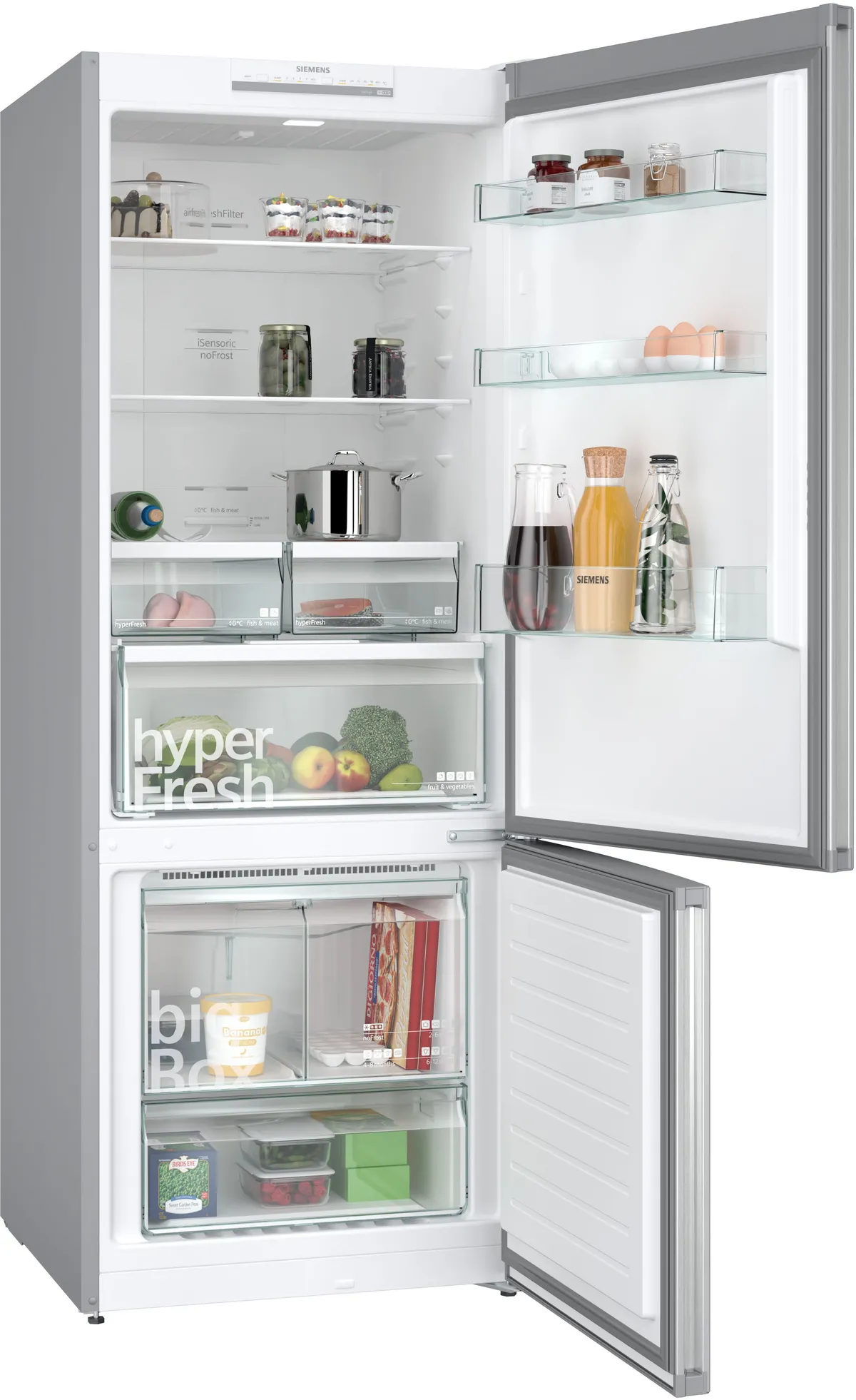 Siemens iQ300 Bottom Freezer Refrigerator, 483 L, Silver Inox, KG55NVLE0M - Image 2