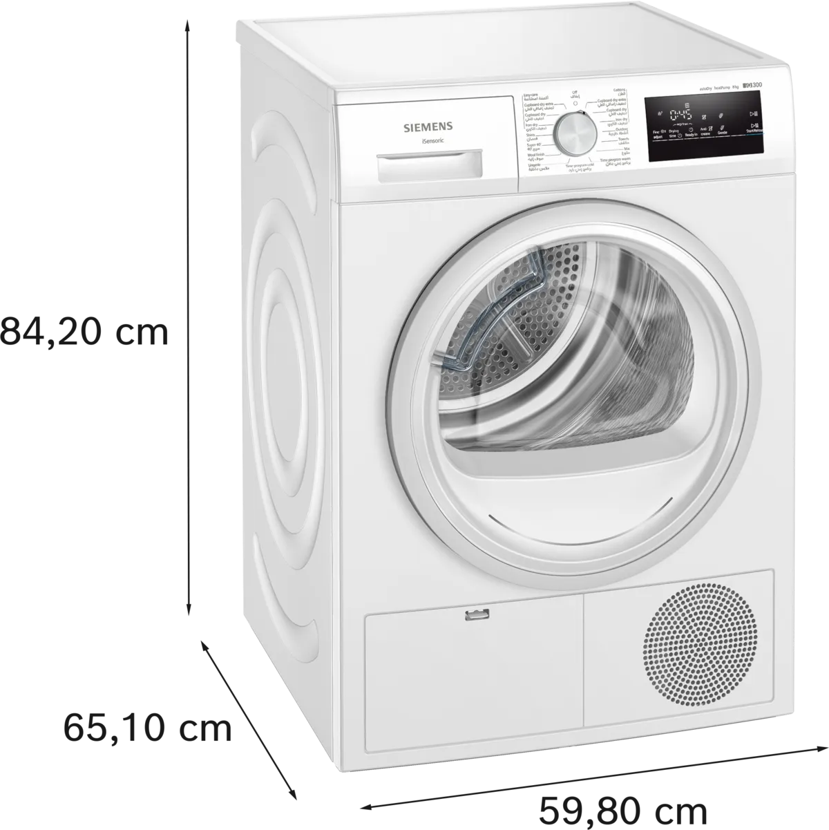 Siemens iQ300 Heat Pump Dryer, 8 Kg, White, WT45H213GC - Image 4
