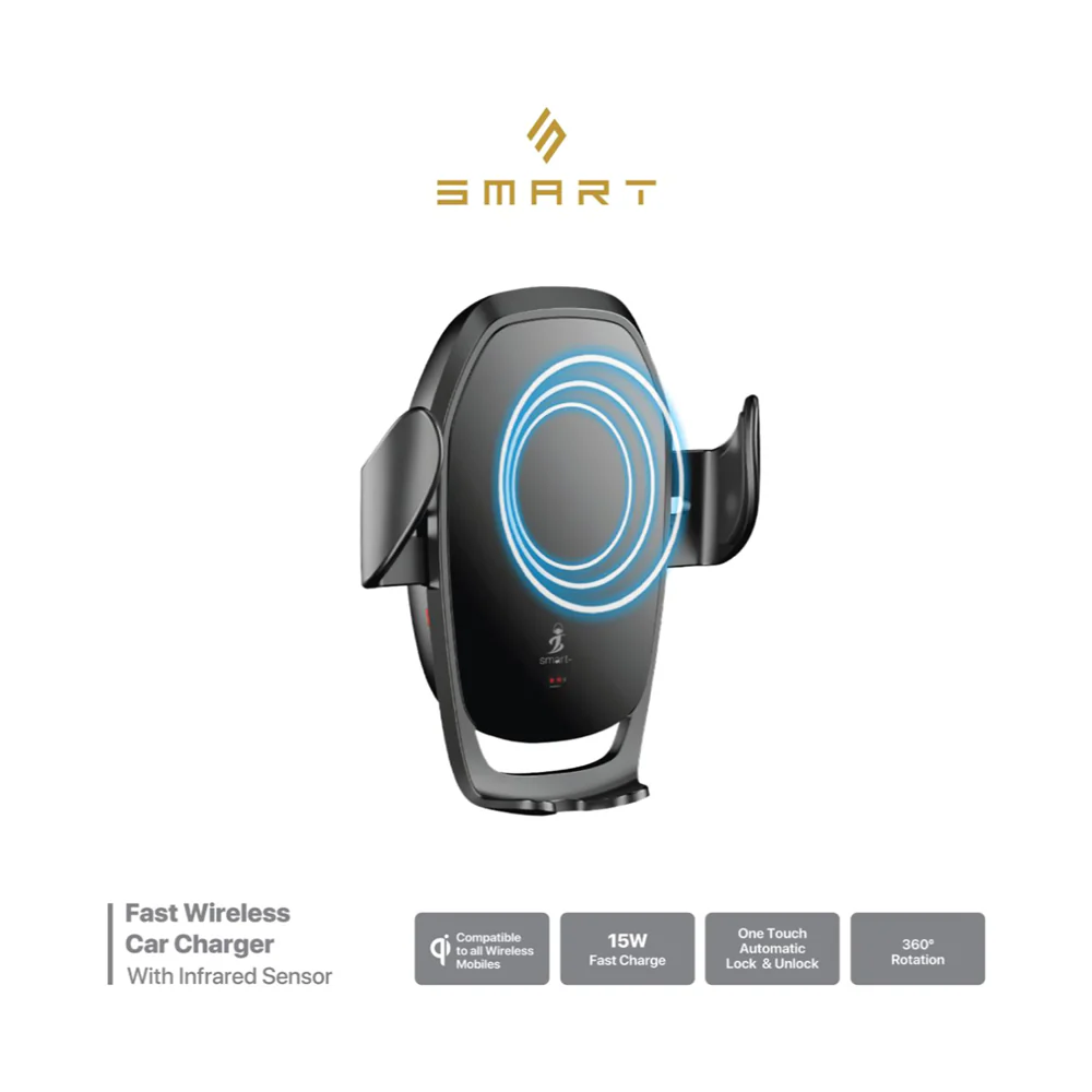 Smart Premium Wireless Car Charger 15W Black - Image 3