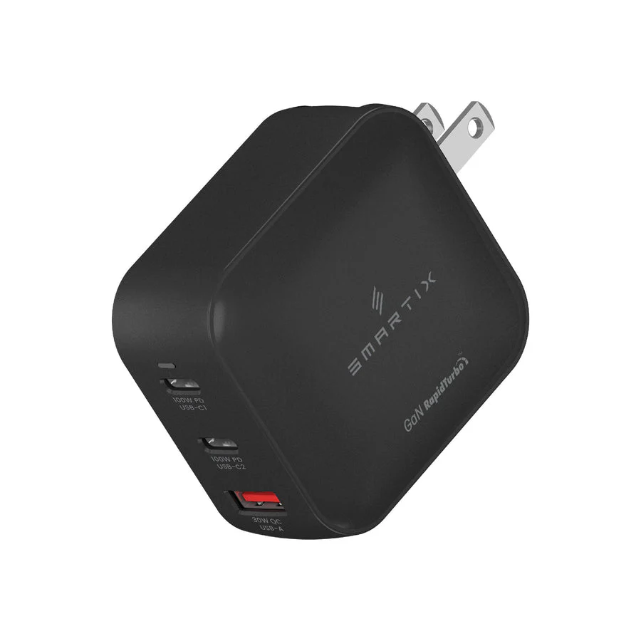 Smartix Premium 100W GaN Wall Adaptor - 2x 100W USB-C PD, Black