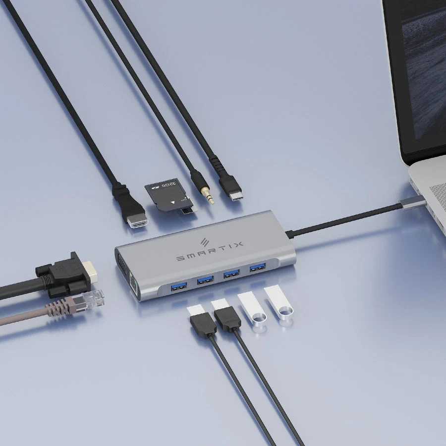 Smartix Premium 11-in-1 USB-C Hub with 100W USB-C PD, Silver - Image 4