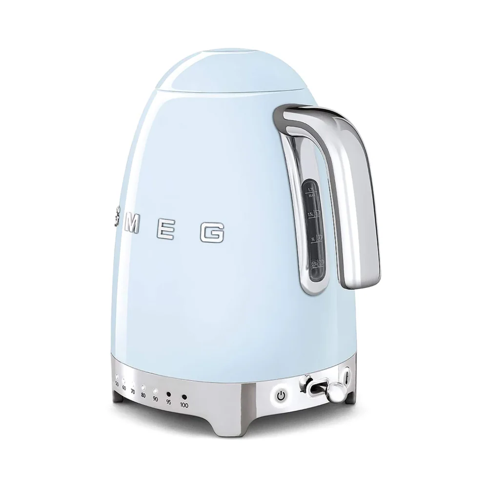 Smeg Klf03Pbuk, 50'S Retro Style Kettle, 1.7 L Capacity With Water Level Indicator, 360 Swivel Base, Anti-Slip Feet, Soft Opening Lid, Stainless Steel, Pastel Blue - Image 2