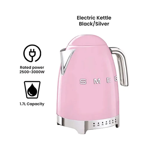 Smeg 360 Swivel Base Electric Kettle 1700ml Pink - Image 3