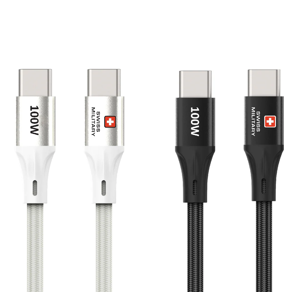 Swiss Military USB-C To USB-C Data Sync Charging Cable 1.2M 100W Black - Image 5