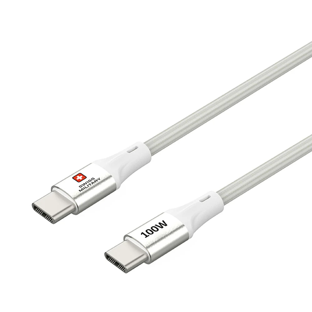 Swiss Military USB-C To USB-C Data Sync Charging Cable 1.2M 100W White