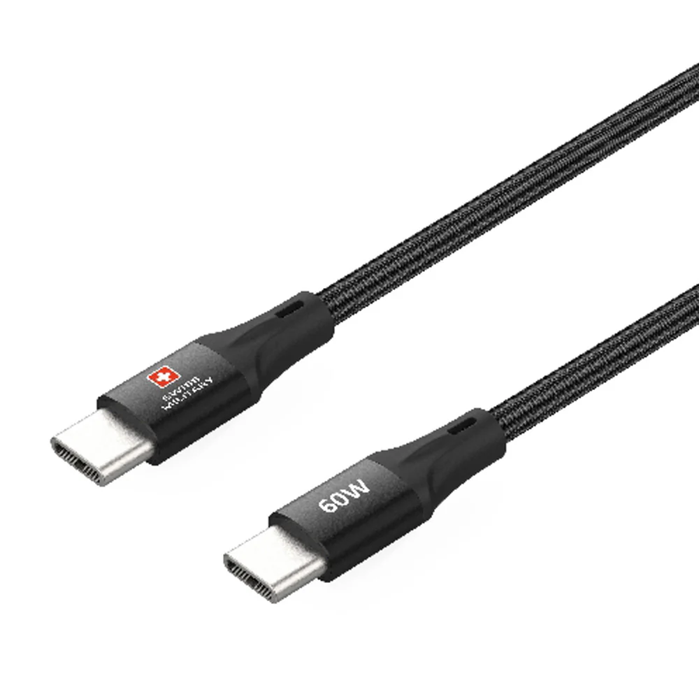 Swiss Military USB-C To USB-C Data Sync Charging Cable 1.2M 60W Black - Image 2