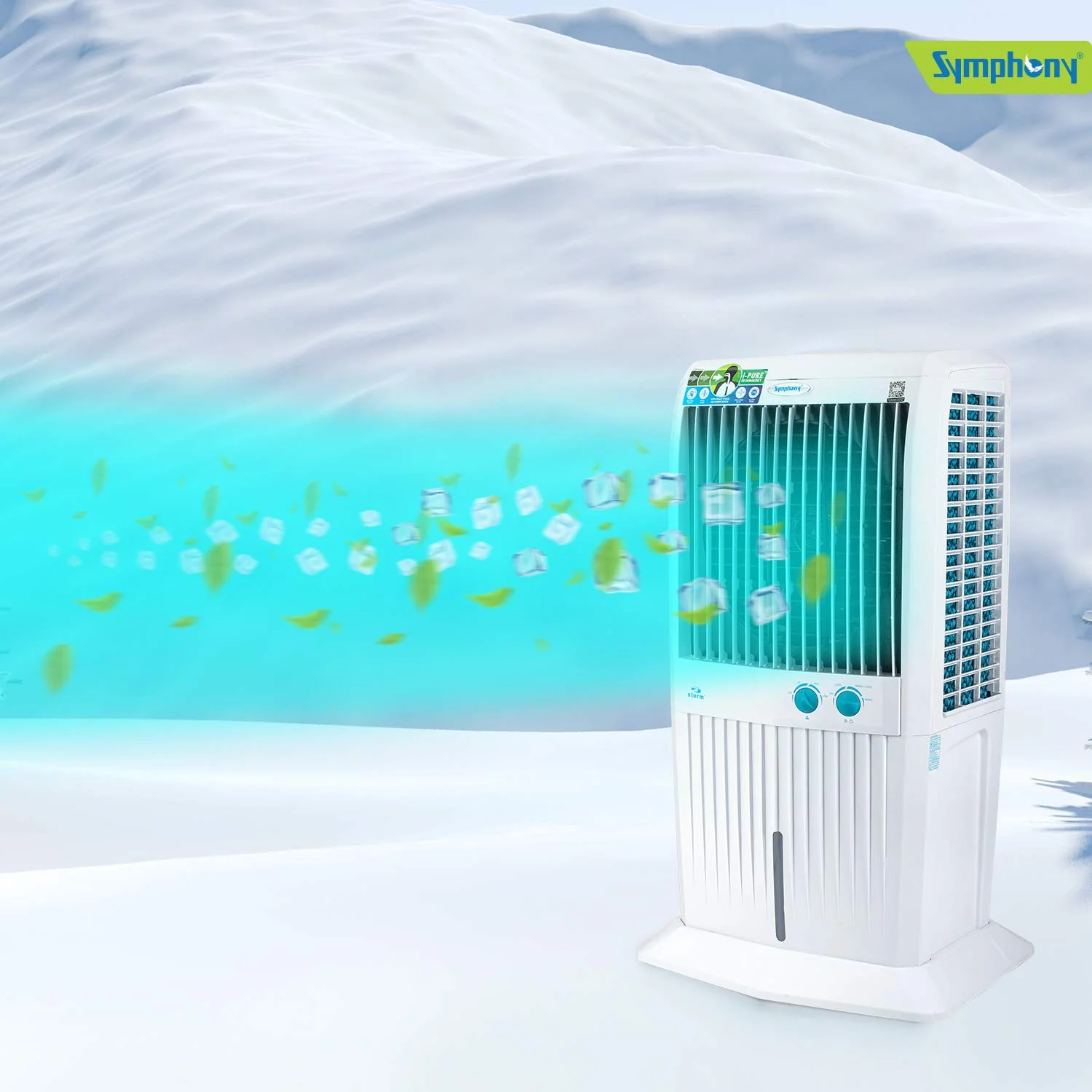 Symphony Air Cooler, Easy-fill, 3D Cooling, Manual control, Dura-Pump technology, Cool Flow, low Energy consumption, i-pure technology, White, STORM 70XL - Image 2
