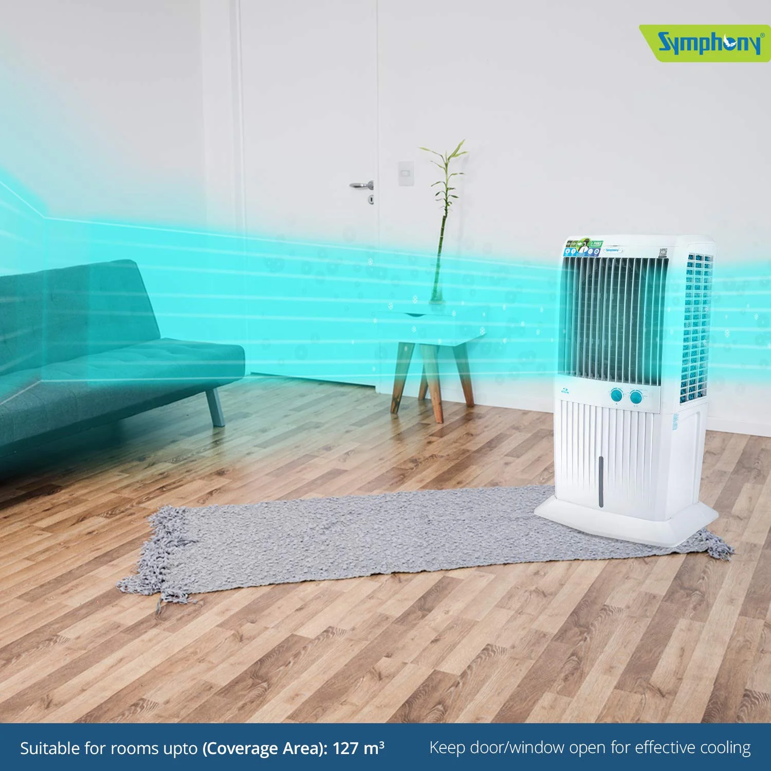 Symphony Air Cooler, Easy-fill, 3D Cooling, Manual control, Dura-Pump technology, Cool Flow, low Energy consumption, i-pure technology, White, STORM 70XL - Image 4