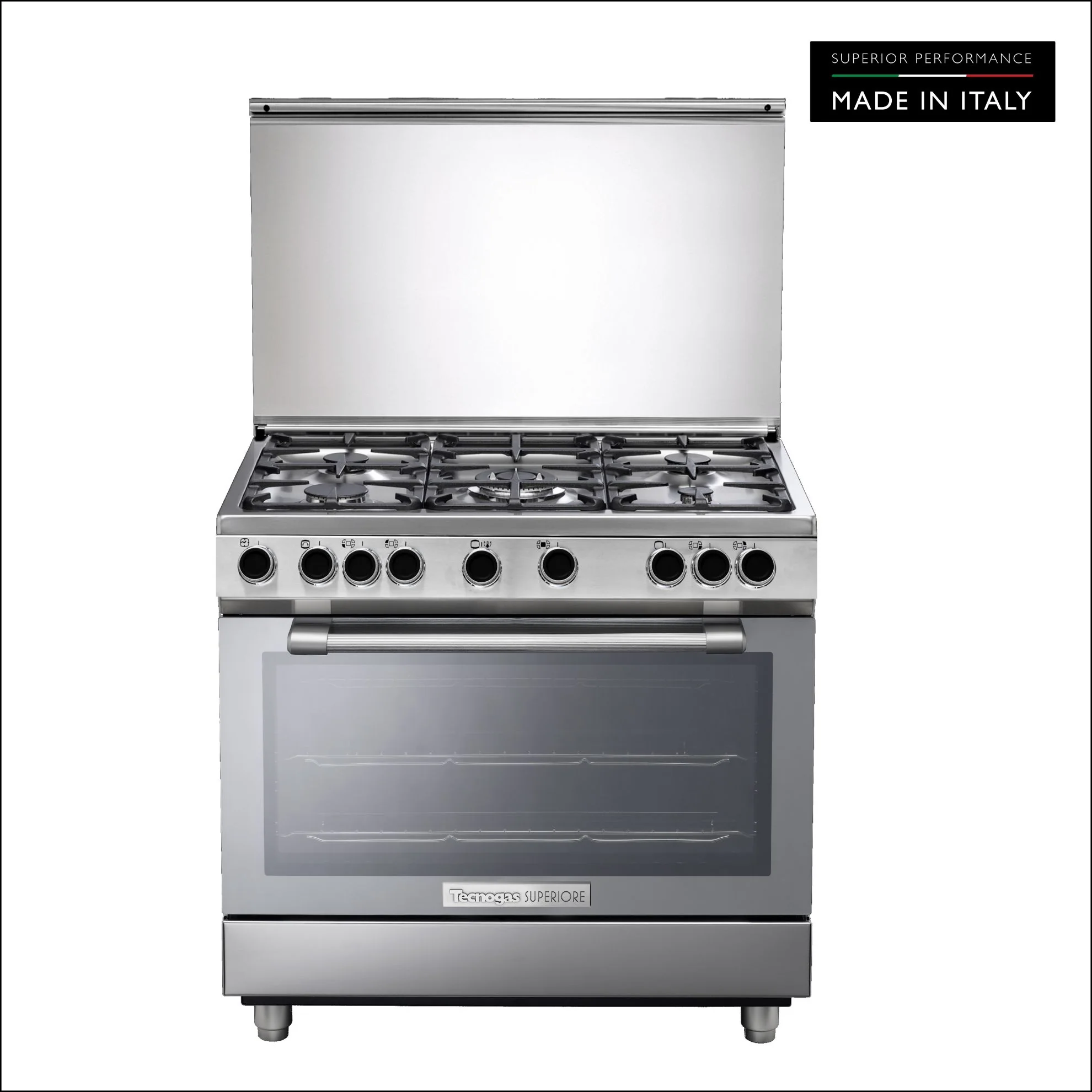 Tecnogas Superiore Cooker 133 Litre, Sabaf Burner, Full Safety, Easy-Clean Oven, Gas oven, Silver, N3X96G5VC