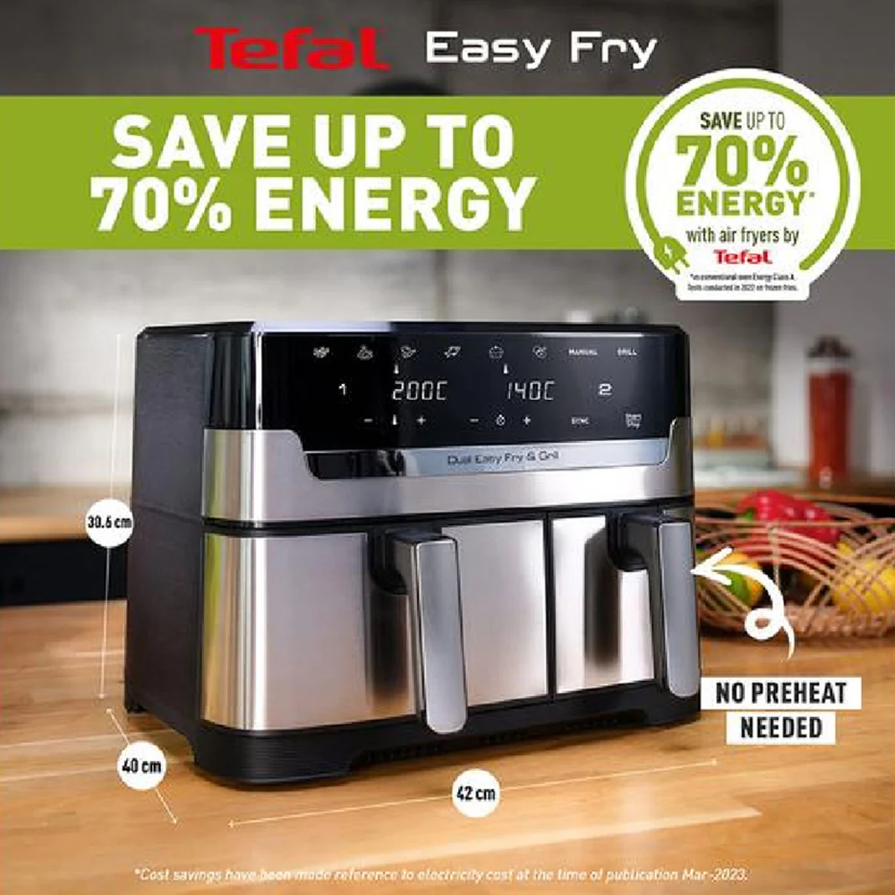 Tefal Dual Zone Air Fryer & Grill Silver - Image 3