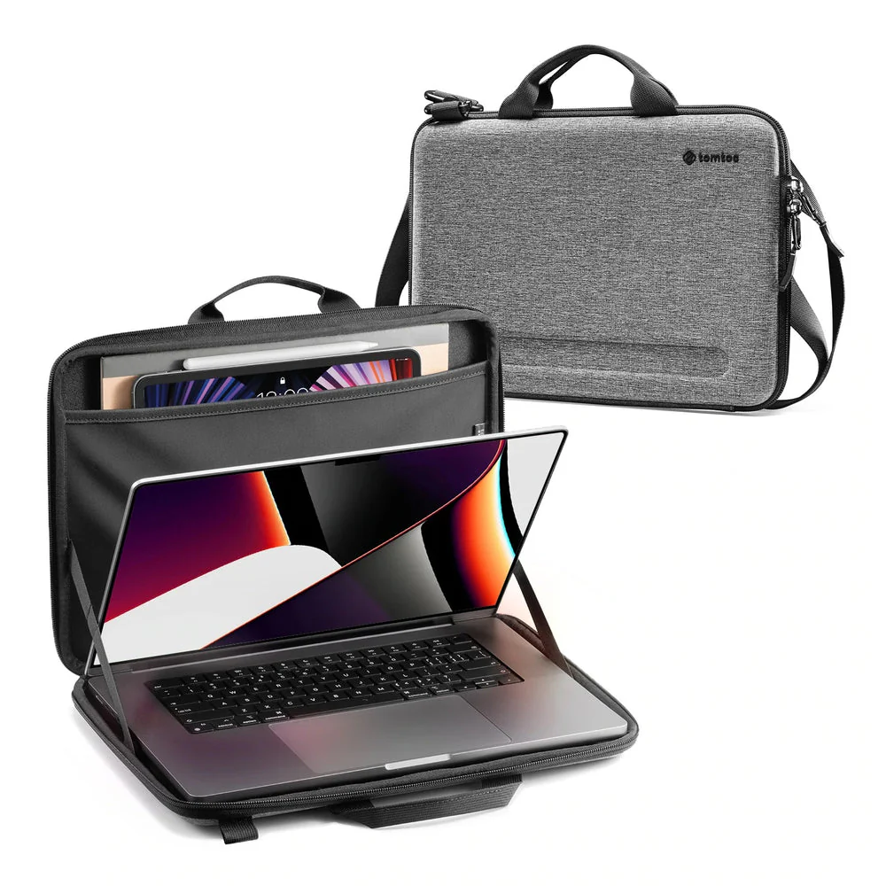 Tomtoc FancyCase A25 16-inch Laptop Shoulder Bag, Gray - Image 2