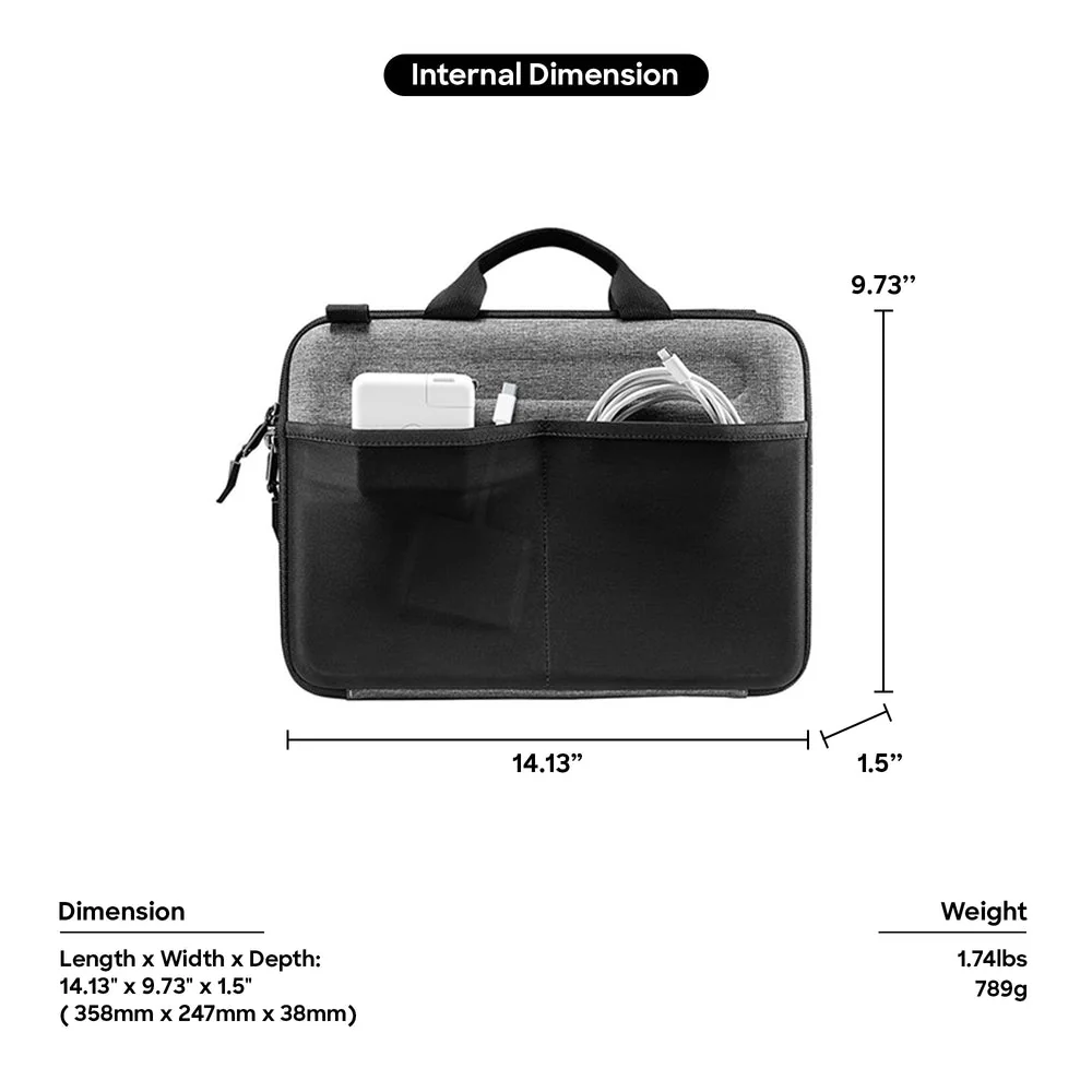 Tomtoc FancyCase A25 16-inch Laptop Shoulder Bag, Gray - Image 7