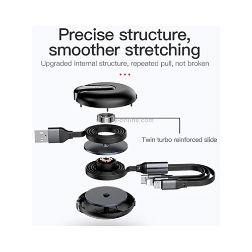 Totu Elite Series 3 in 1 Retractable Cable Black - Image 2