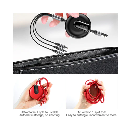 Totu Elite Series 3 in 1 Retractable Cable Black - Image 6