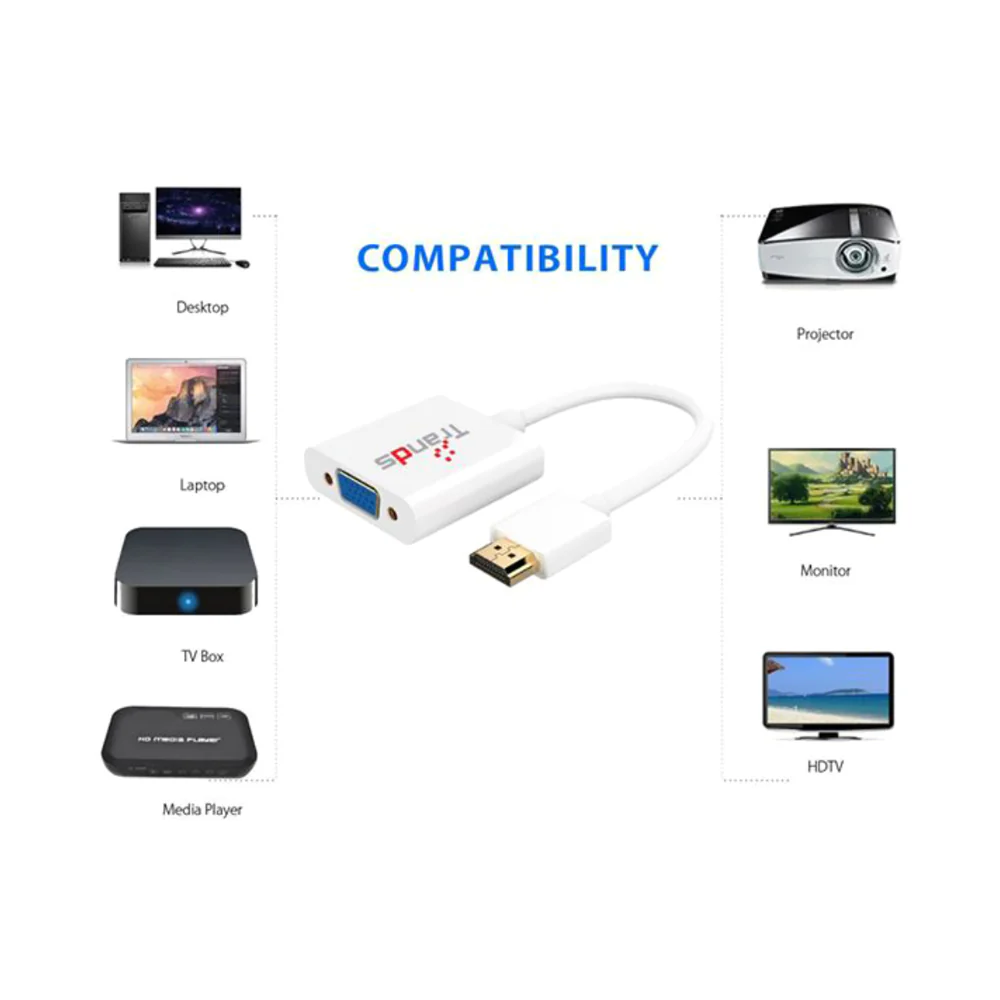 Trands HDMI To Vga M/F Adapter White - Image 3