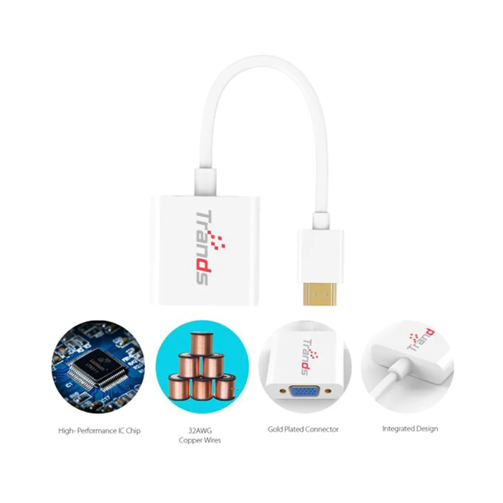 Trands HDMI To Vga M/F Adapter White - Image 4
