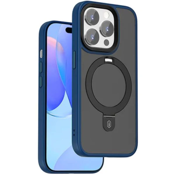 WiWU Magnetic Premium Phone Case With Alloy Stand for iPhone 15 Pro Max, Blue