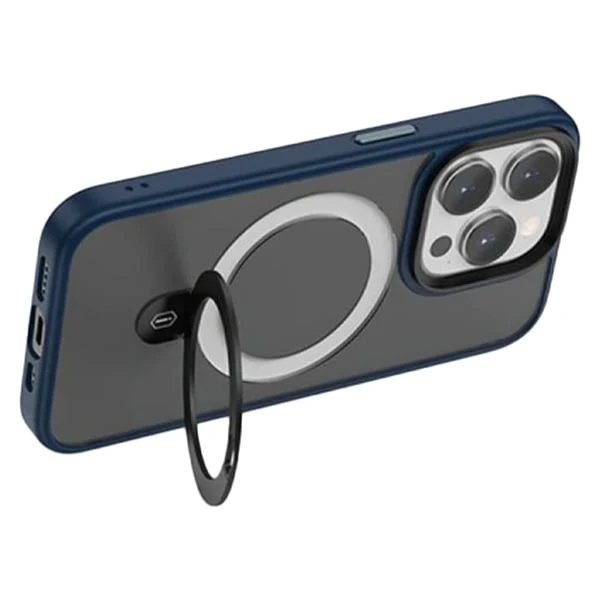 WiWU Magnetic Premium Phone Case With Alloy Stand for iPhone 15 Pro Max, Blue - Image 3