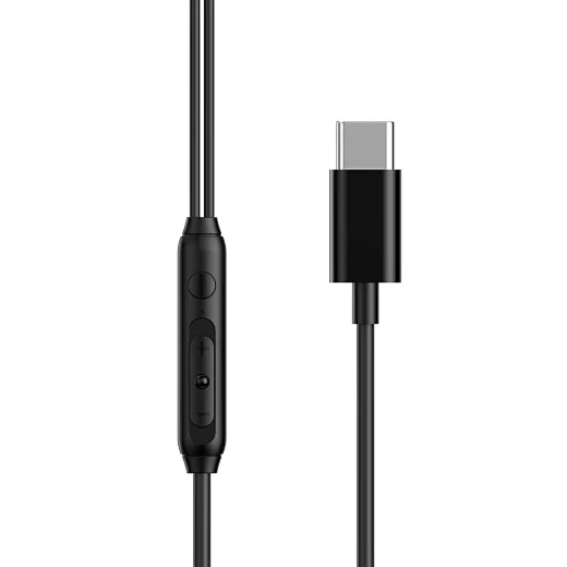 WIWU Type-C Wired Earphones Black, EB314 - Image 2
