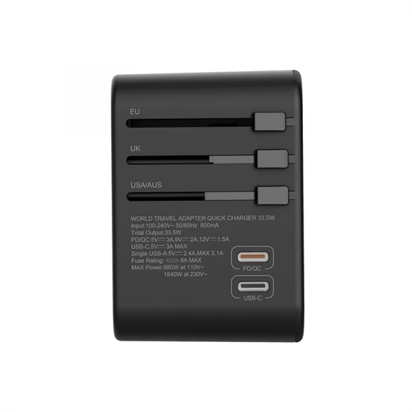 WiWU UA-303 Universal Plug Adapter, Black - Image 3