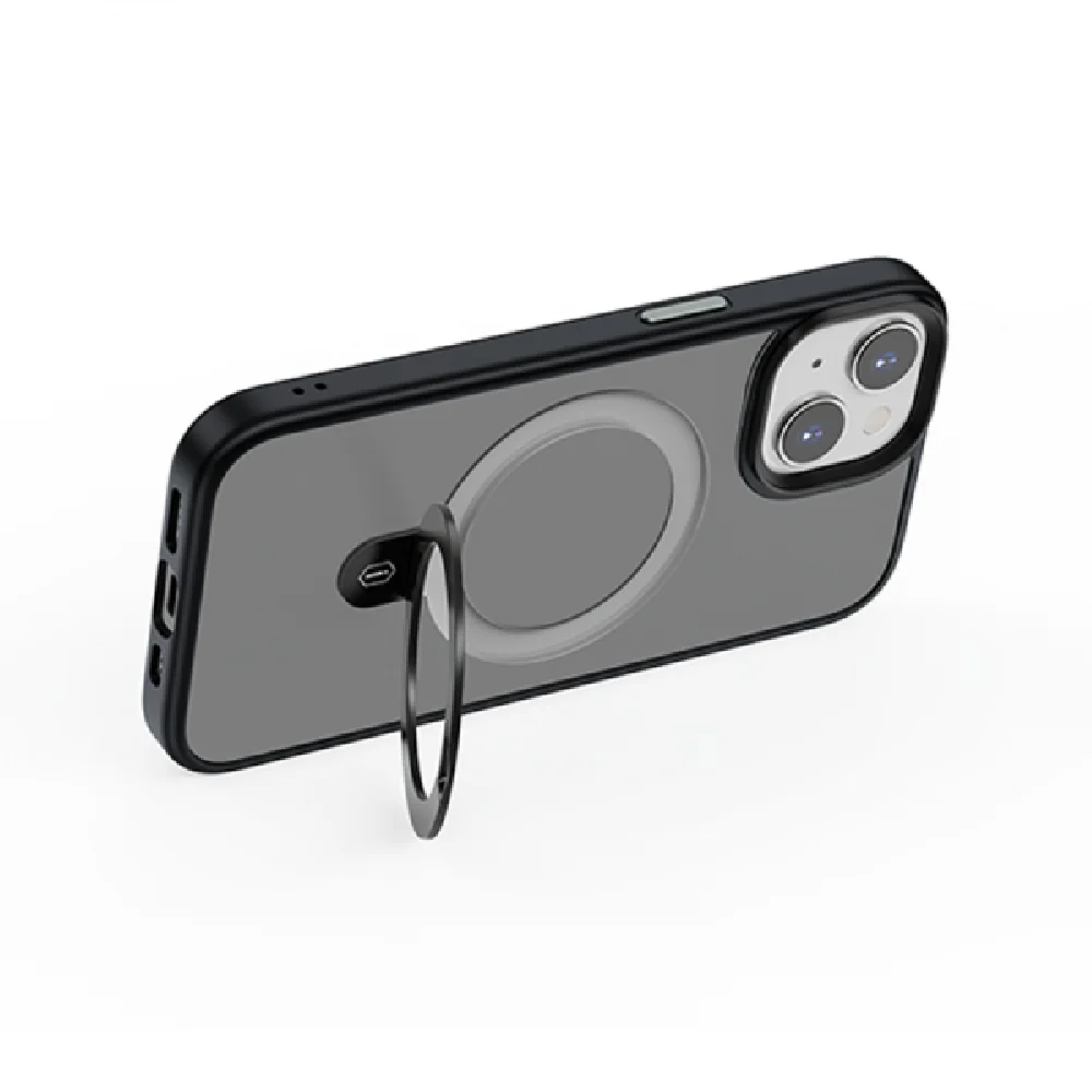 WiWU Magnetic Premium Phone Case with Alloy Stand for iPhone 15 Plus, Black - Image 4