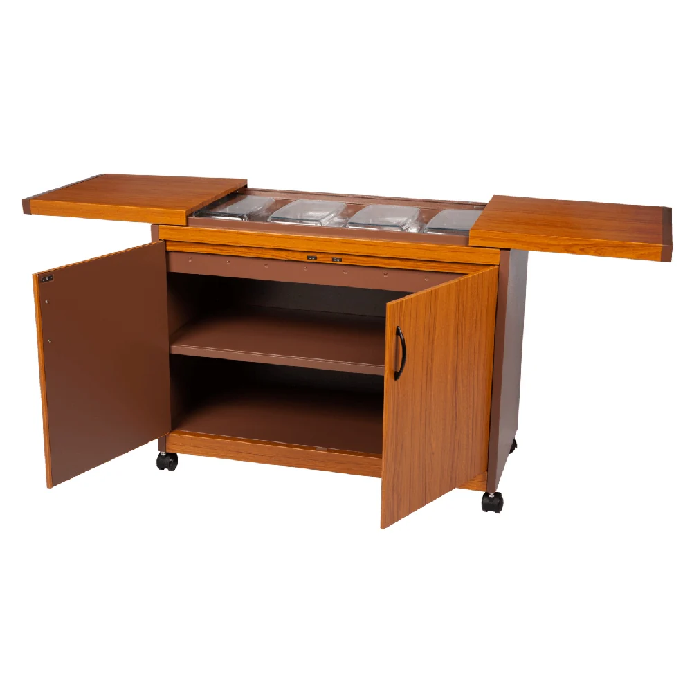 Wolf Power 4 Dish Food Warmer Trolley with Slide Cover Golden Oak - Image 3
