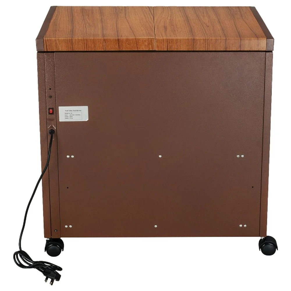 Wolf Power 3 Dish Food Warmer Trolley with Slide Cover Golden Oak - Image 4